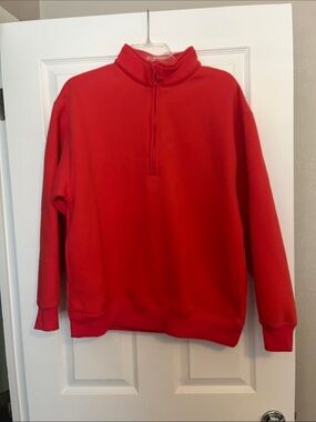 Men's Red Half-Zip Pullover Sweatshirt